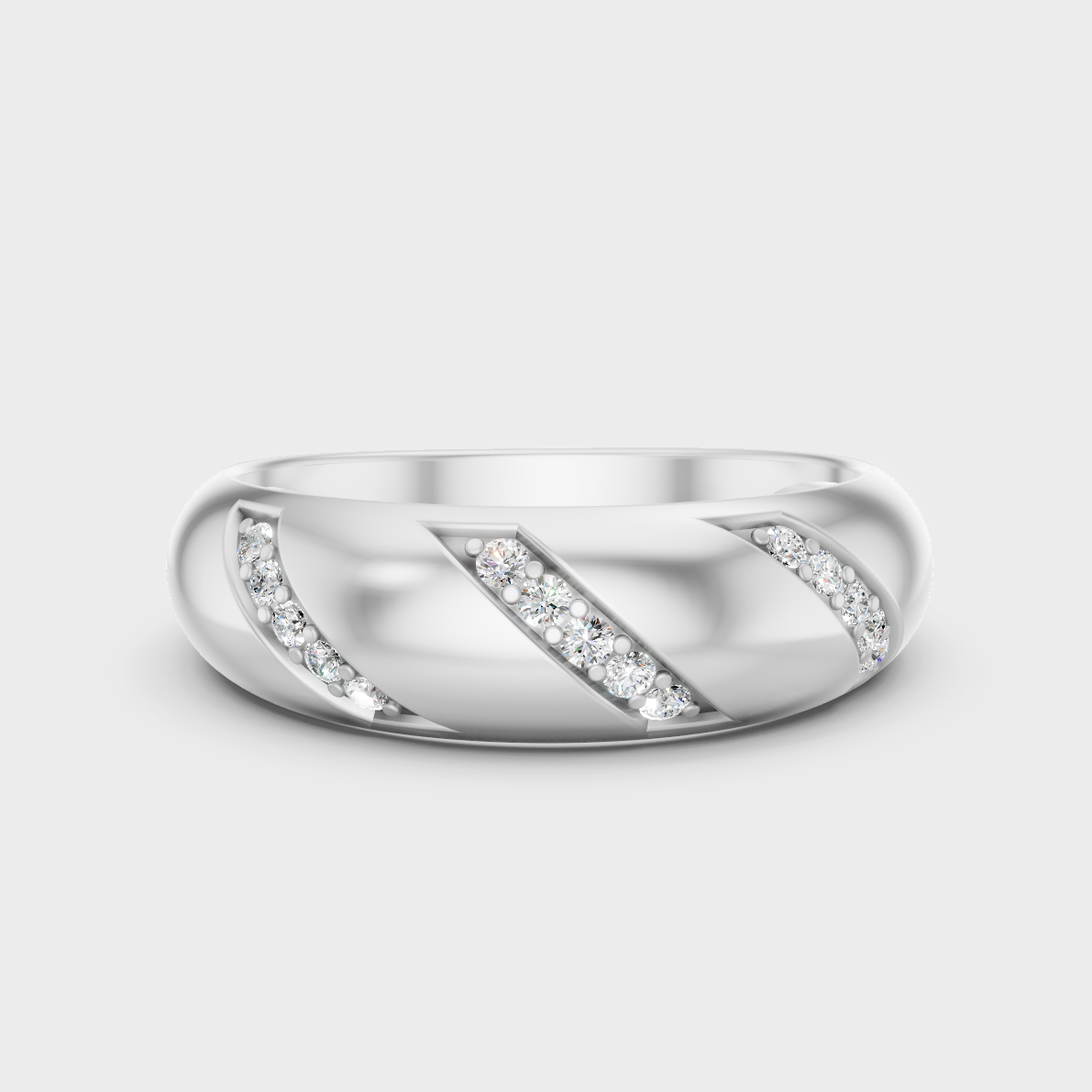 GLI Certified 0.15 Carat Round-Cut Lab-Grown Diamond Men’s Ring In 14K White Gold